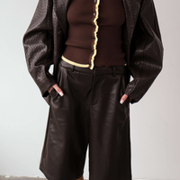 CHOCOLATE FAUX LEATHER BERMUDAS