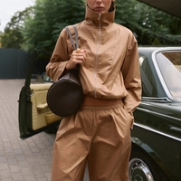 HIGH-NECK CROPPED JACKET IN CAMEL