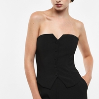 STRAPLESS TAILORED VEST TOP