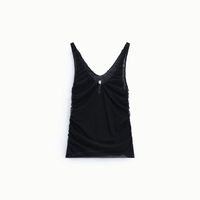 TOP WITH RUCHED STRAPS AND V-NECKLINE