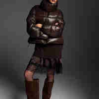 BROWN SHORT DOWN JACKET WITH ASYMMETRICAL COLLAR