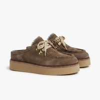 SUEDE PLATFORM MULES IN BROWN