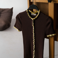 BROWN TOP WITH YELLOW DETAIL