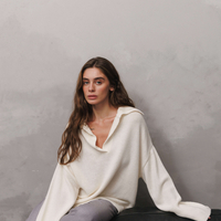 IVORY WOOL POLO SWEATER