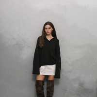 DARK BROWN WOOL POLO SWEATER