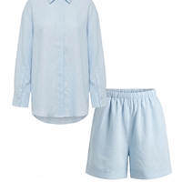 LIGHT BLUE LINEN SHORTS