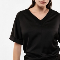 SATIN V-NECK BLOUSE