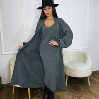 Дамски сив комплект – рокля и жилетка