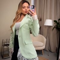 Дамско сако с дантелени акценти-мента