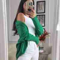 Жилетка кръг с кашмир - наситено зелено