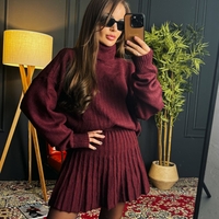 Комплект поло и пола с плисиран дизайн-бордо