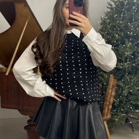 Дамски комплект елече и риза Classic Charm-черно