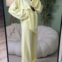 Дамски плетен комплект Cozy Vibe (пуловер + панталон)-жълто