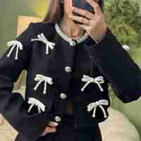 Дамски елегантен комплект сако и плисирана пола-черно