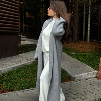 Дълга сива жилетка с широка кройка