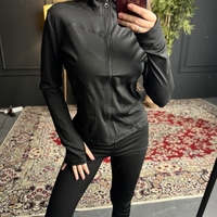 Спортен комплект с цип и клин-черно