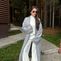 Дълга сива жилетка с широка кройка