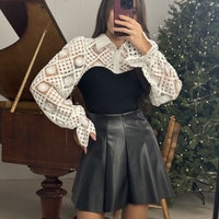 Елегантна дантелена блуза Classy Lace-черно