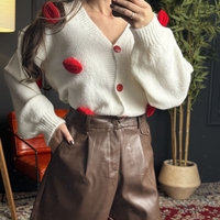 Кожени панталонки с висока талия в кафяво