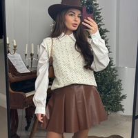 Дамски комплект елече и риза Classic Charm-бяло