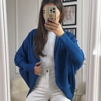 Жилетка кръг с кашмир - синьо