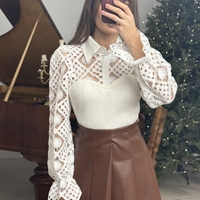 Елегантна дантелена блуза Classy Lace-бяло