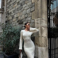 Елегантна плетена рокля „Ivory Contour“- Бяла