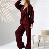 Дамски  бордо комплект – жилетка и панталон