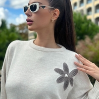 Комплект “Floral Mood” с апликация на цветя-бяло