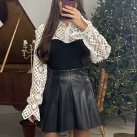 Дамска черна  кожена пола Bella Flair