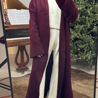 Дълга жилетка с широка кройка в цвят бордо