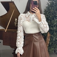 Елегантна дантелена блуза Classy Lace-бяло