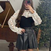 Елегантна дантелена блуза Classy Lace-черно