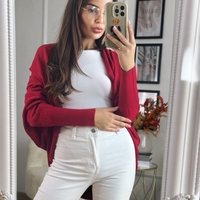 Жилетка кръг с кашмир - червена