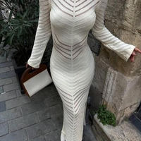 Елегантна плетена рокля „Ivory Contour“- Бяла