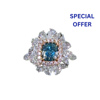 3.70 ct Blue fancy colored diamond ring and necklace all in one