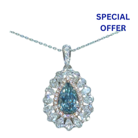 2.43 ct Blue fancy diamond necklace and ring in one