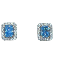 2.44 ct Fancy blue diamond earrings