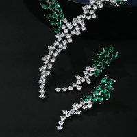 GREEN DROPS SET WHITE GOLD PLATING