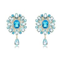 Обеци жълто позлатяване 'Синьо слънце' | Колекция Luxury Secret