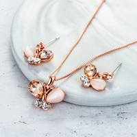 Комплект розово позлатяване пеперуди с кристали Swarovski | Колекция Rose Gold