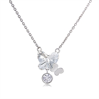 Сребърно колие Пеперуда Swarovski Crystals | колекция Delicate Silver