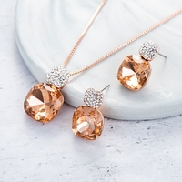 Комплект розово позлатяване пеперуди меден кристал | Колекция Rose Gold