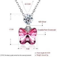 Сребърно колие Пеперуда розово Swarovski Crystals | колекция Delicate Silver