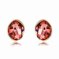 Обеци розово позлатяване червени кристали | Колекция Rose Gold