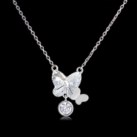 Сребърно колие Пеперуда Swarovski Crystals | колекция Delicate Silver
