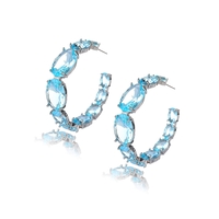 WHITE GOLD PLATED EARRINGS BLUE CRYSTALS