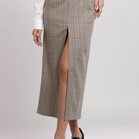 AYLA CHECKED MIDI SKIRT
