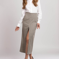 AYLA CHECKED MIDI SKIRT