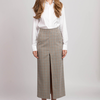 AYLA CHECKED MIDI SKIRT